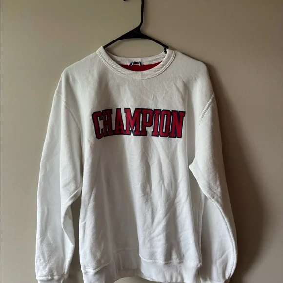 Champion White Crewneck Sweater Classic Style - Picture 1 of 1